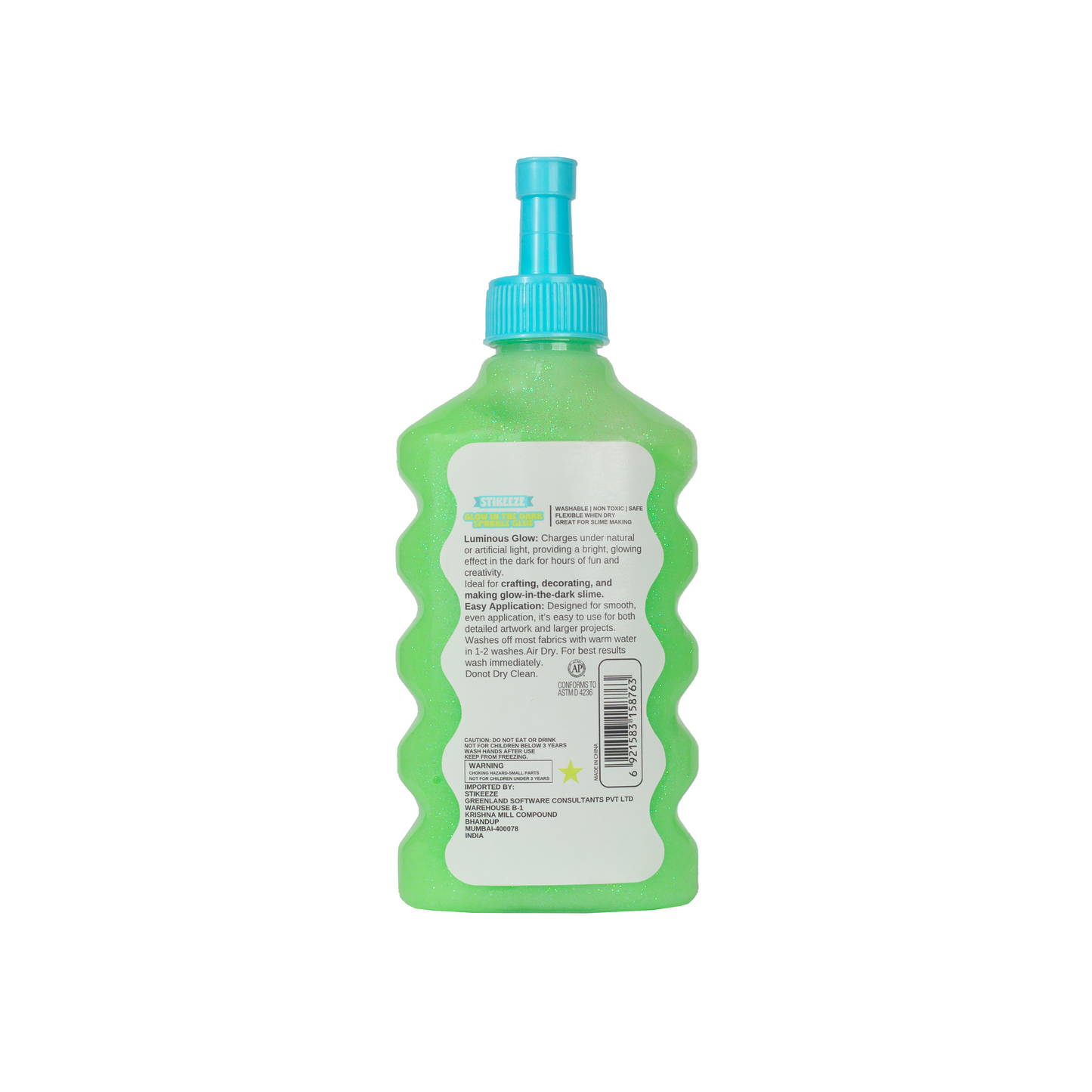 Stikeeze Glow in the Dark Sparkly Glue | Neon Green | 177ML