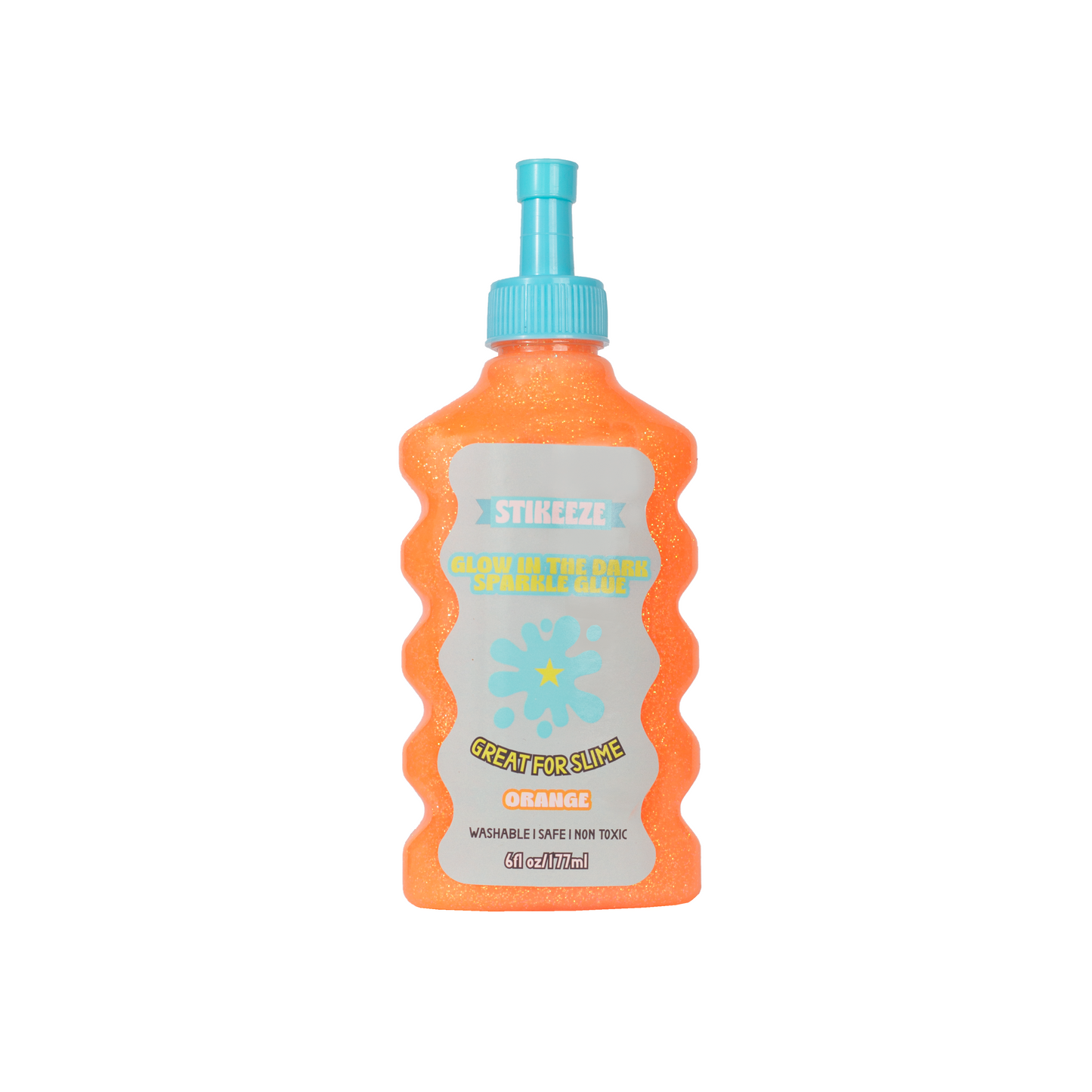 Stikeeze Glow in the Dark Sparkly Glue | Neon Orange | 177ML