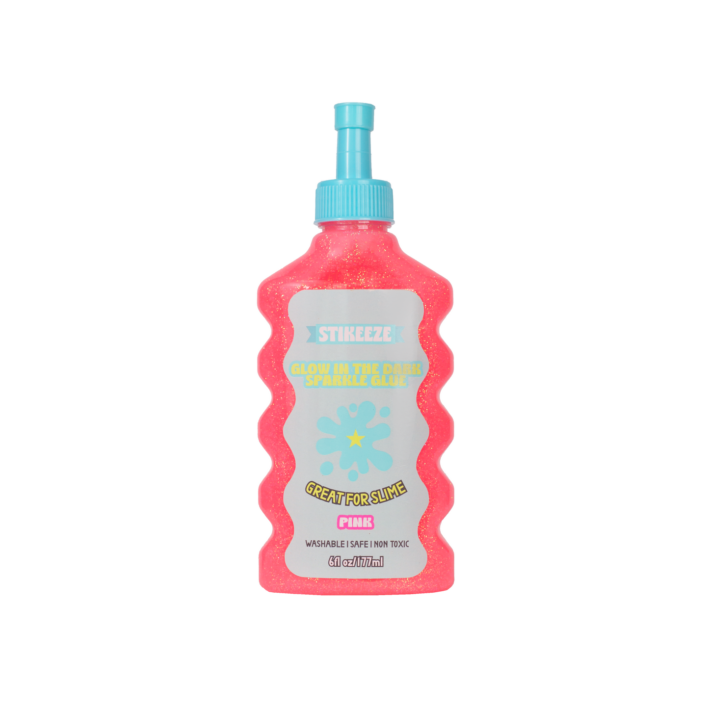 Stikeeze Glow in the Dark Sparkly Glue | Neon Pink | 177ML