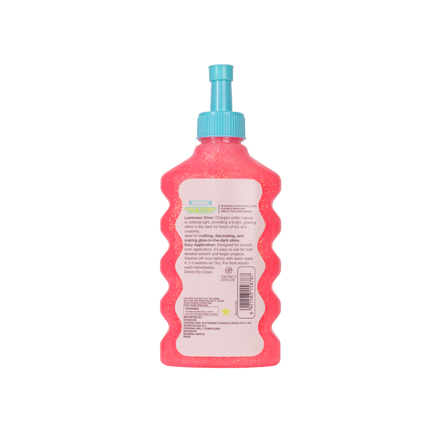 Stikeeze Glow in the Dark Sparkly Glue | Neon Pink | 177ML